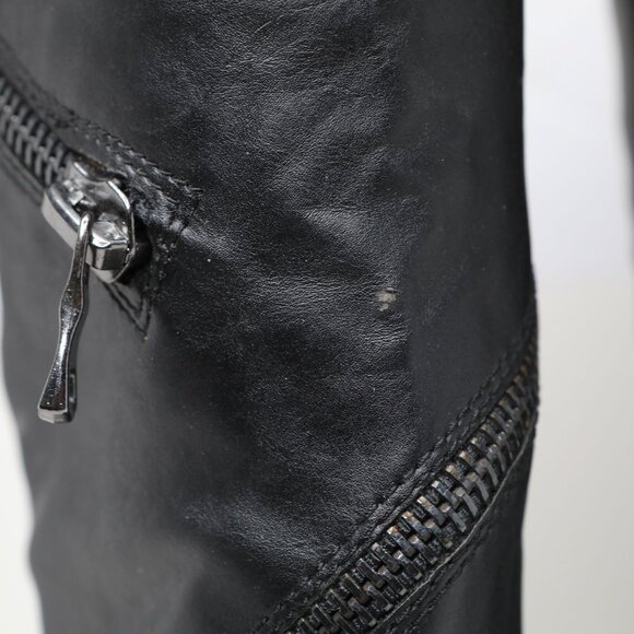 Mossimo Supply Co. Black Vegan Faux Leather Moto Biker Boots  Knee High Zippers - Picture 11 of 15